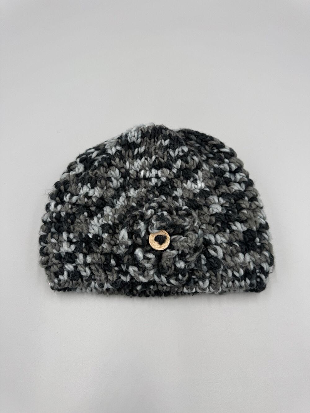 MOON SHADOW Knit Beanie Hat Gray Black
